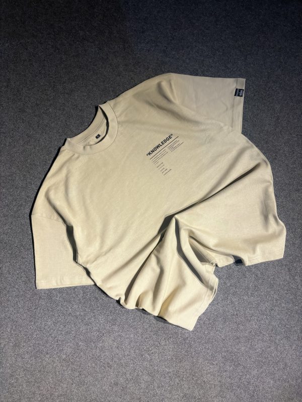 "KNOWLEDGE" Beige Oversized Tshirt