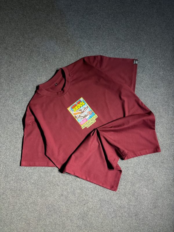 "SKOOL" Maroon Oversized Tshirt