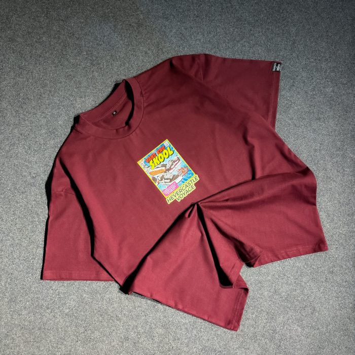 "SKOOL" Maroon Oversized Tshirt