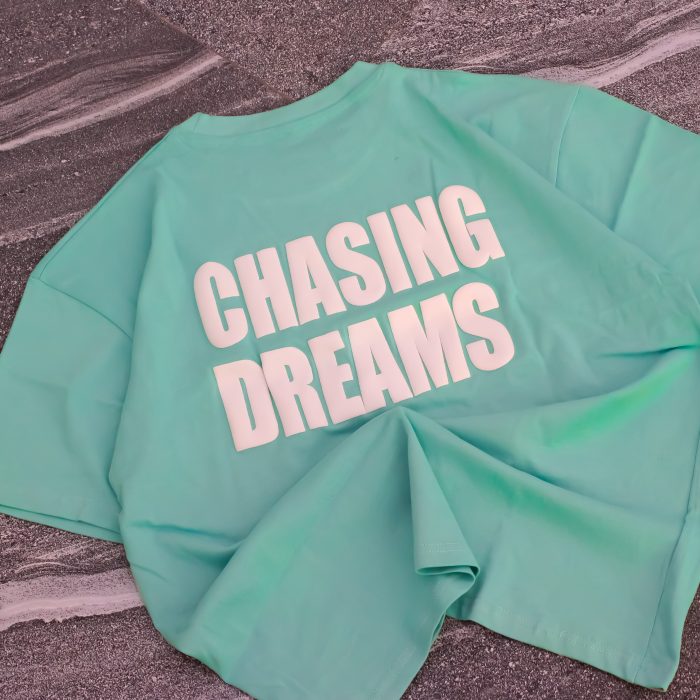 "CHASING DREAM"Puff printed Oversized Tshirt