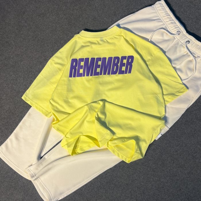 "REMEMBER"Puff printed Oversized Tshirt