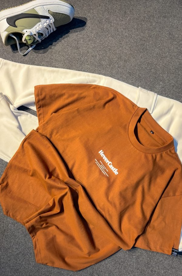 "RUN OR BURN" Brick Puff printed Oversized Tshirt - Image 2