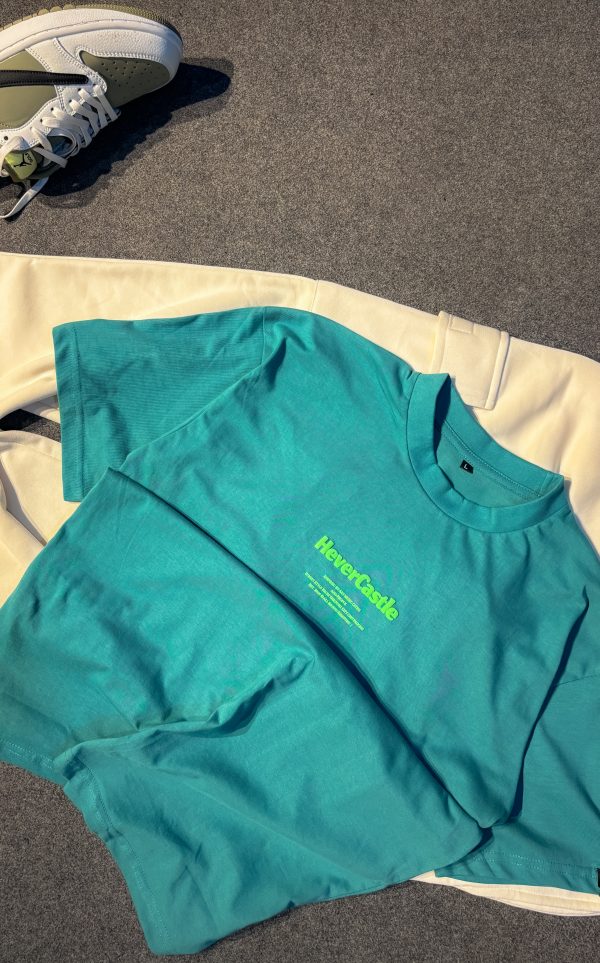 "RUN OR BURN" Green Puff printed Oversized Tshirt - Image 2