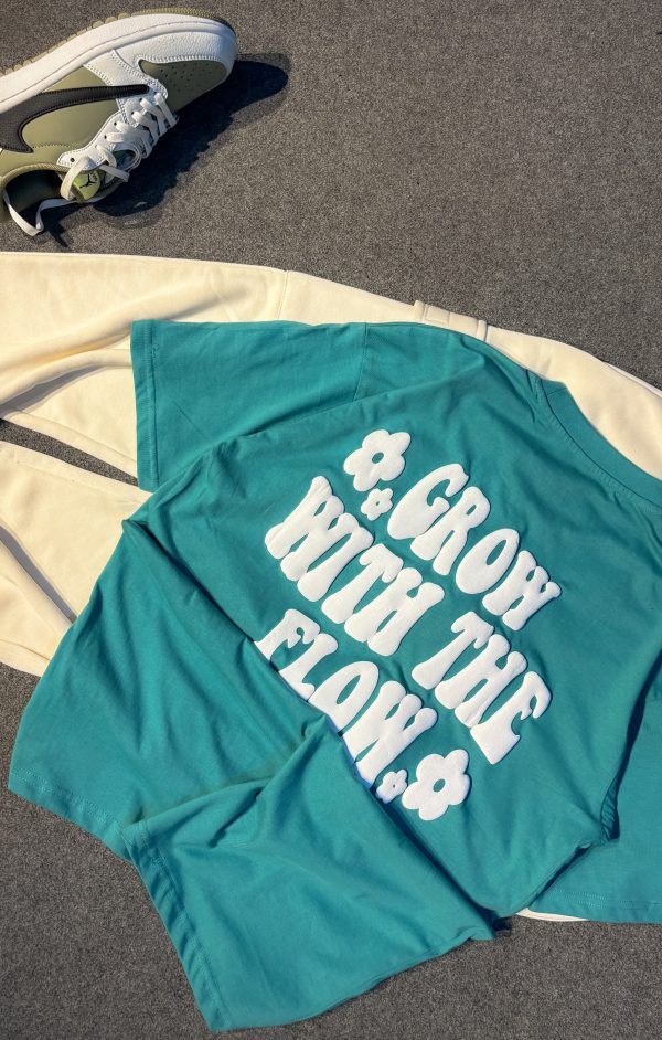 "Grow" Green Puff printed Oversized Tshirt