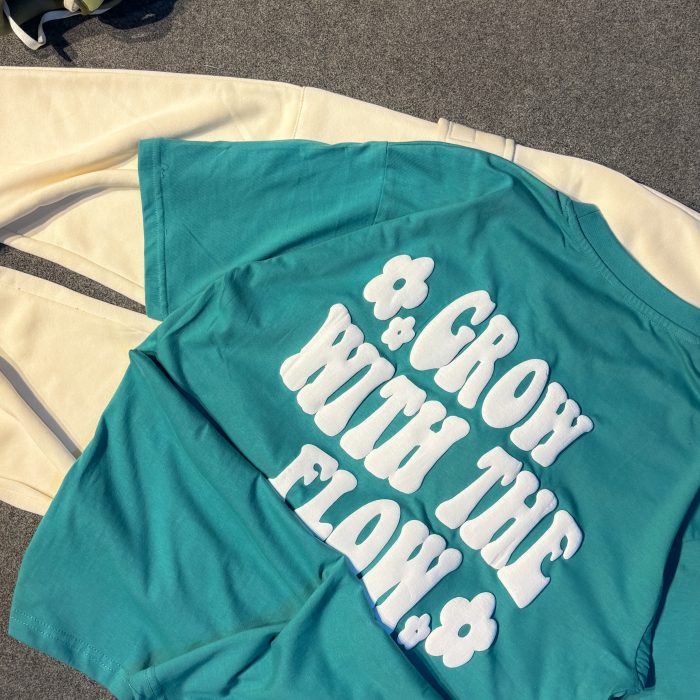 "Grow" Green Puff printed Oversized Tshirt