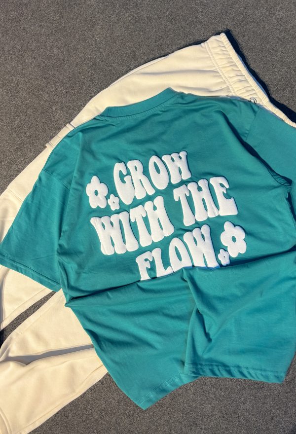 "Grow" Green Puff printed Oversized Tshirt - Image 2