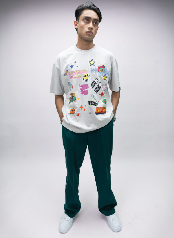 "STREET" Silver Oversized Tshirt - Image 3