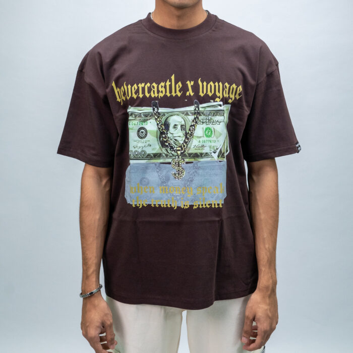 "HCXV MONEY" Deep Brown Oversized Tshirt
