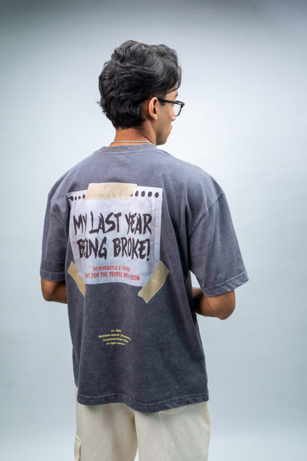 "BROKE" Coal Oversized Acid Washed Tshirt