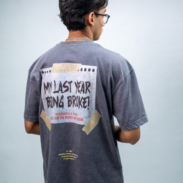"BROKE" Coal Oversized Acid Washed Tshirt