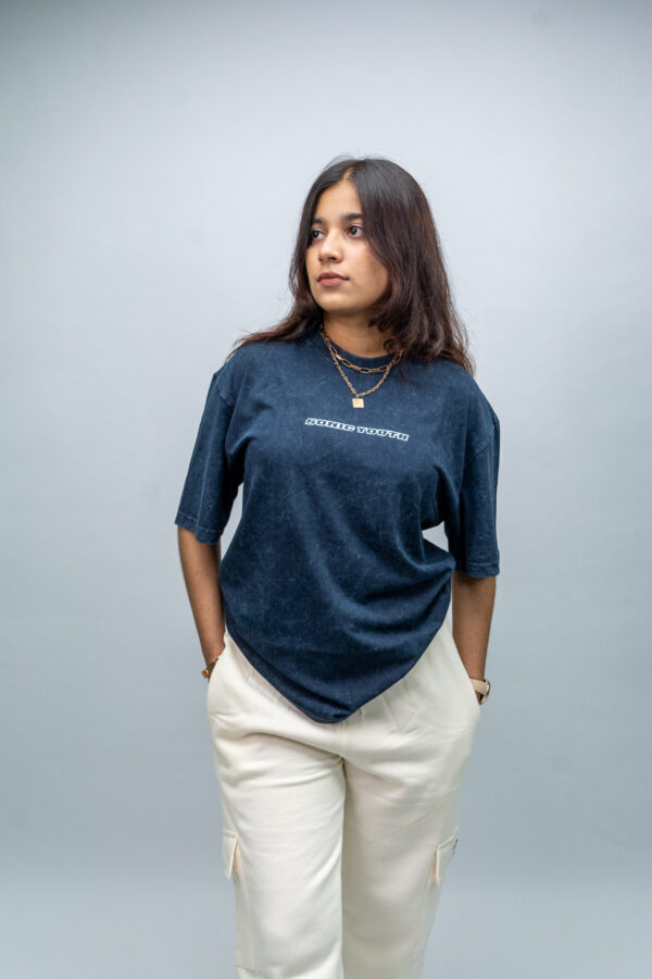"SONIC YOUTH" Navy Blue Oversized Acid Washed Tshirt