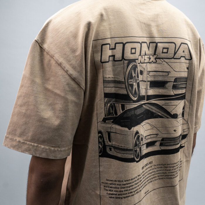 "HONDA" Khaaki Oversized Acid Washed Tshirt