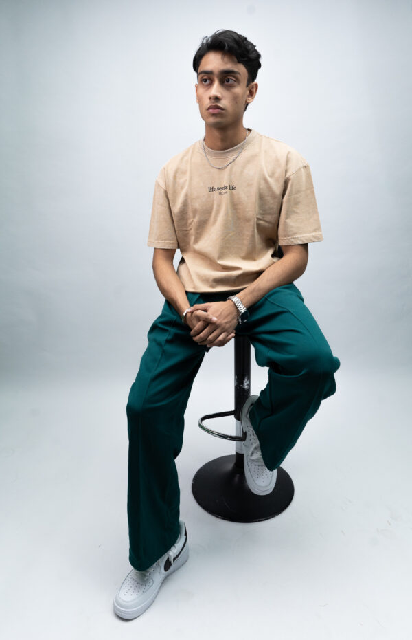 "HONDA" Khaaki Oversized Acid Washed Tshirt - Image 2