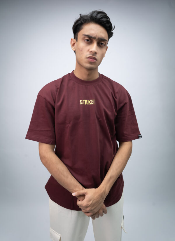 "STRIKE" Maroon Oversized Tshirt - Image 2