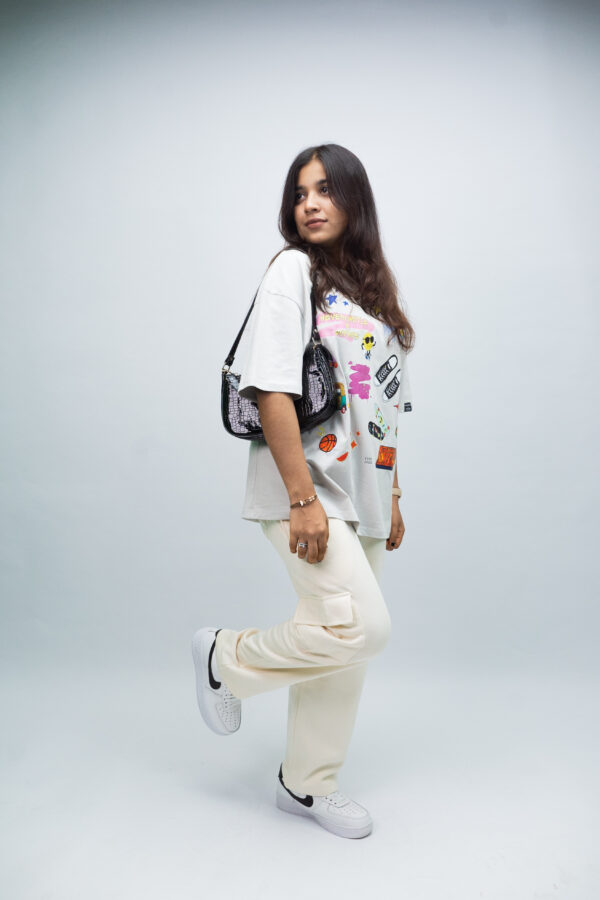"STREET" Silver Oversized Tshirt - Image 2
