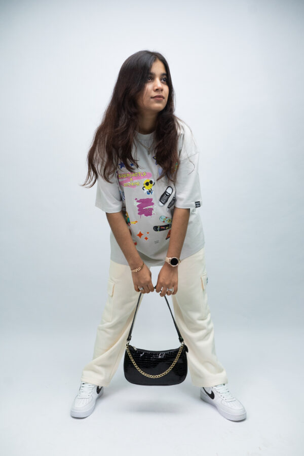 "STREET" Silver Oversized Tshirt - Image 4