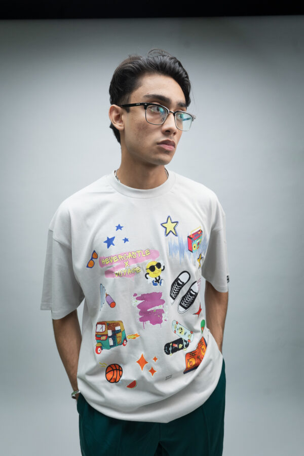 "STREET" Silver Oversized Tshirt