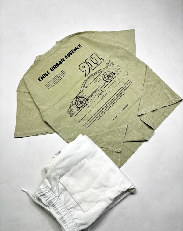 "Porche 911" Mint Oversized Acid Washed Tshirt