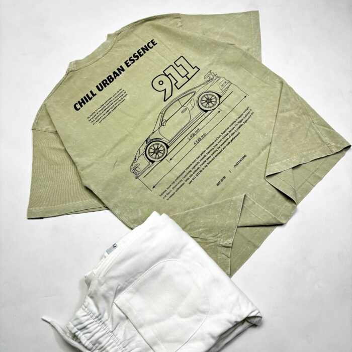 "Porche 911" Mint Oversized Acid Washed Tshirt