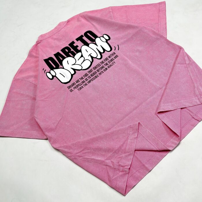 "Dare To Dream" Hot Pink Oversized Acid Washed Tshirt