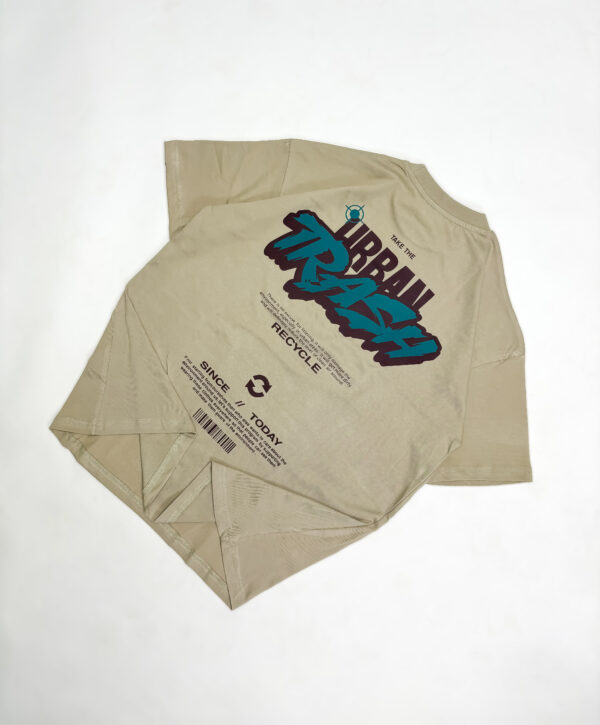 "Trash" Beige Oversized Tshirt