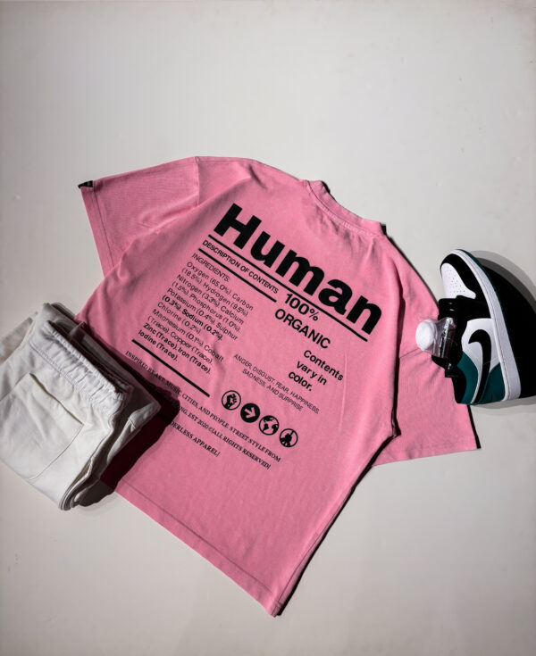 "HUMAN" Hot Pink Oversized Acid Washed Tshirt