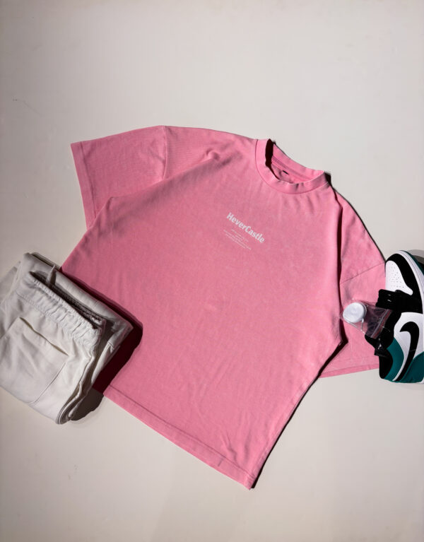 "HUMAN" Hot Pink Oversized Acid Washed Tshirt - Image 2