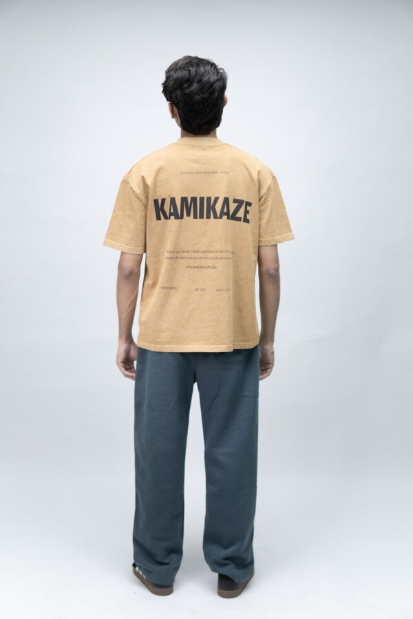 "KAMIKAZE" Khaaki Oversized Acid Washed Tshirt