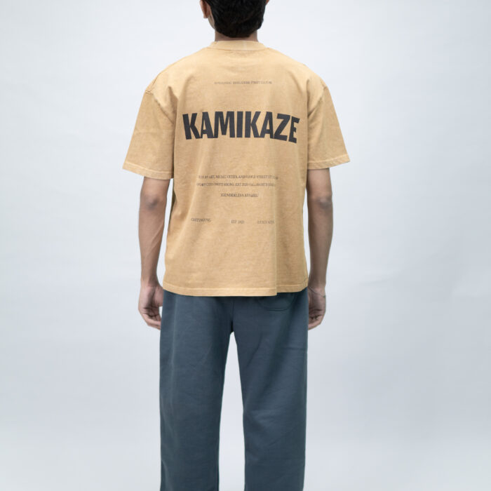"KAMIKAZE" Khaaki Oversized Acid Washed Tshirt