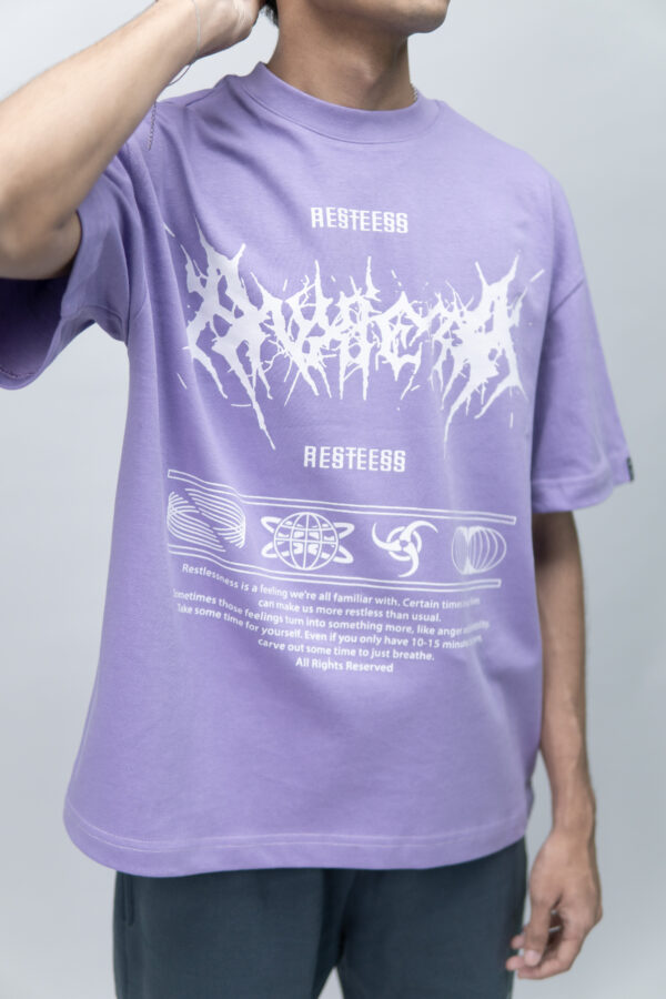 "RESTLESS" Lavender Oversized Tshirt