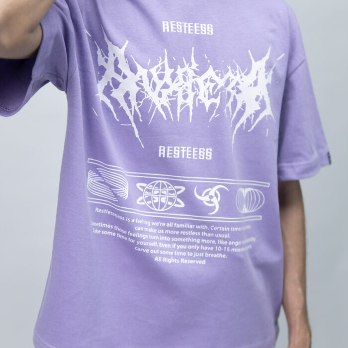"RESTLESS" Lavender Oversized Tshirt