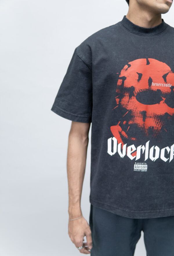 "OVERLOCK" Black Oversized Acid Washed Tshirt - Image 3