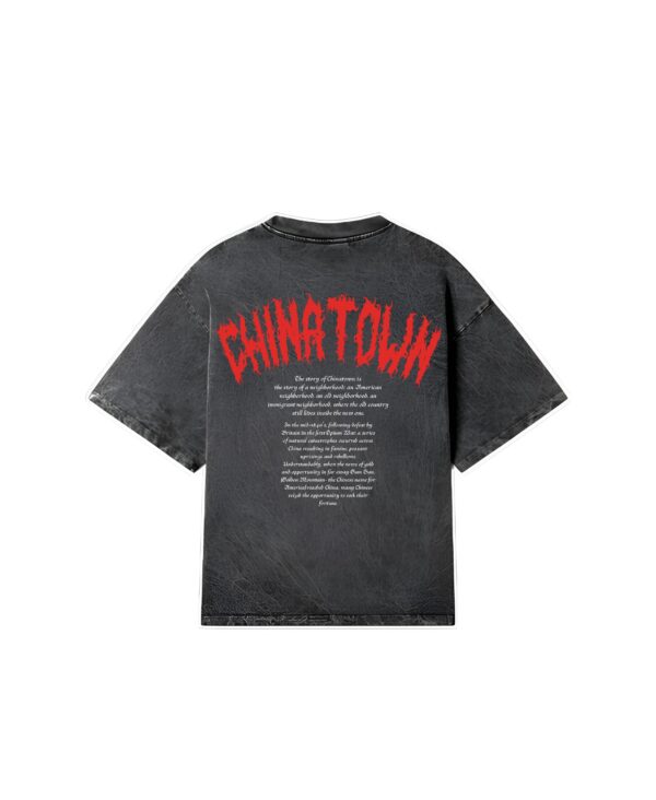 "CHINATOWN" Coal Oversized Acid Washed Tshirt