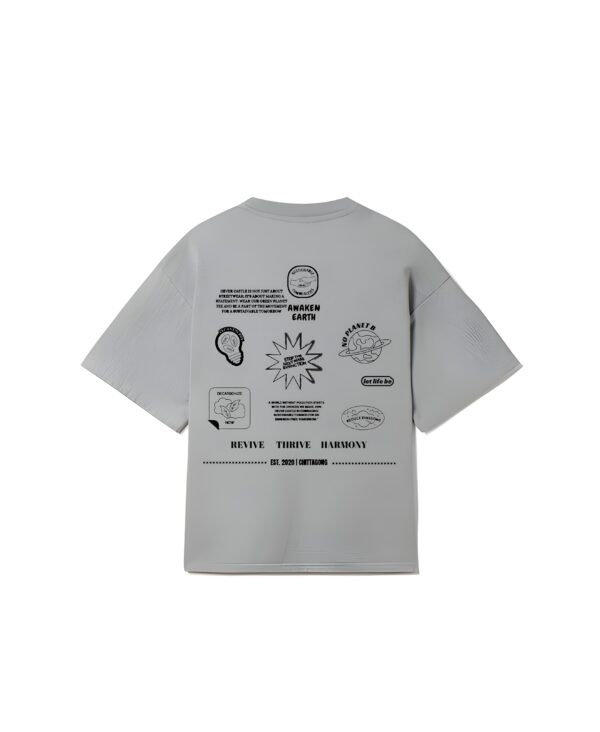 "AWAKEN EARTH" Silver Oversized Tshirt