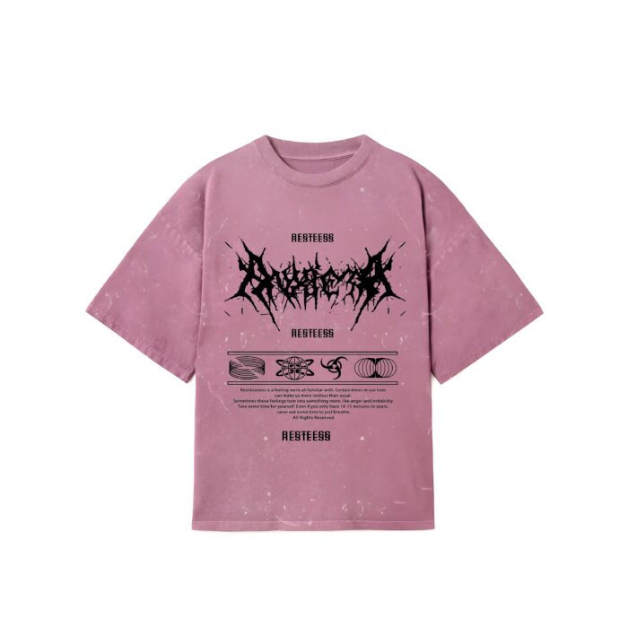 "RESTLESS" Mauve Oversized Acid Washed Tshirt