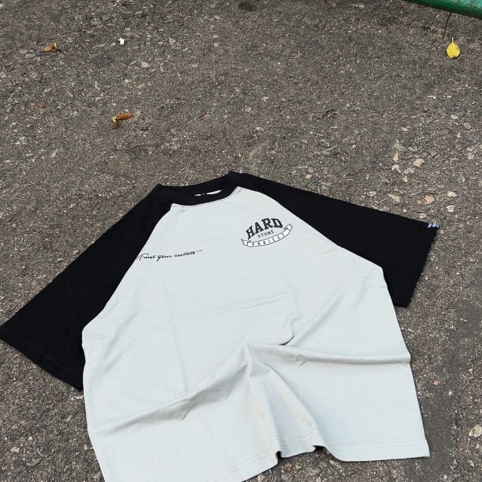 Silver-Black Raglan Oversized Tshirt
