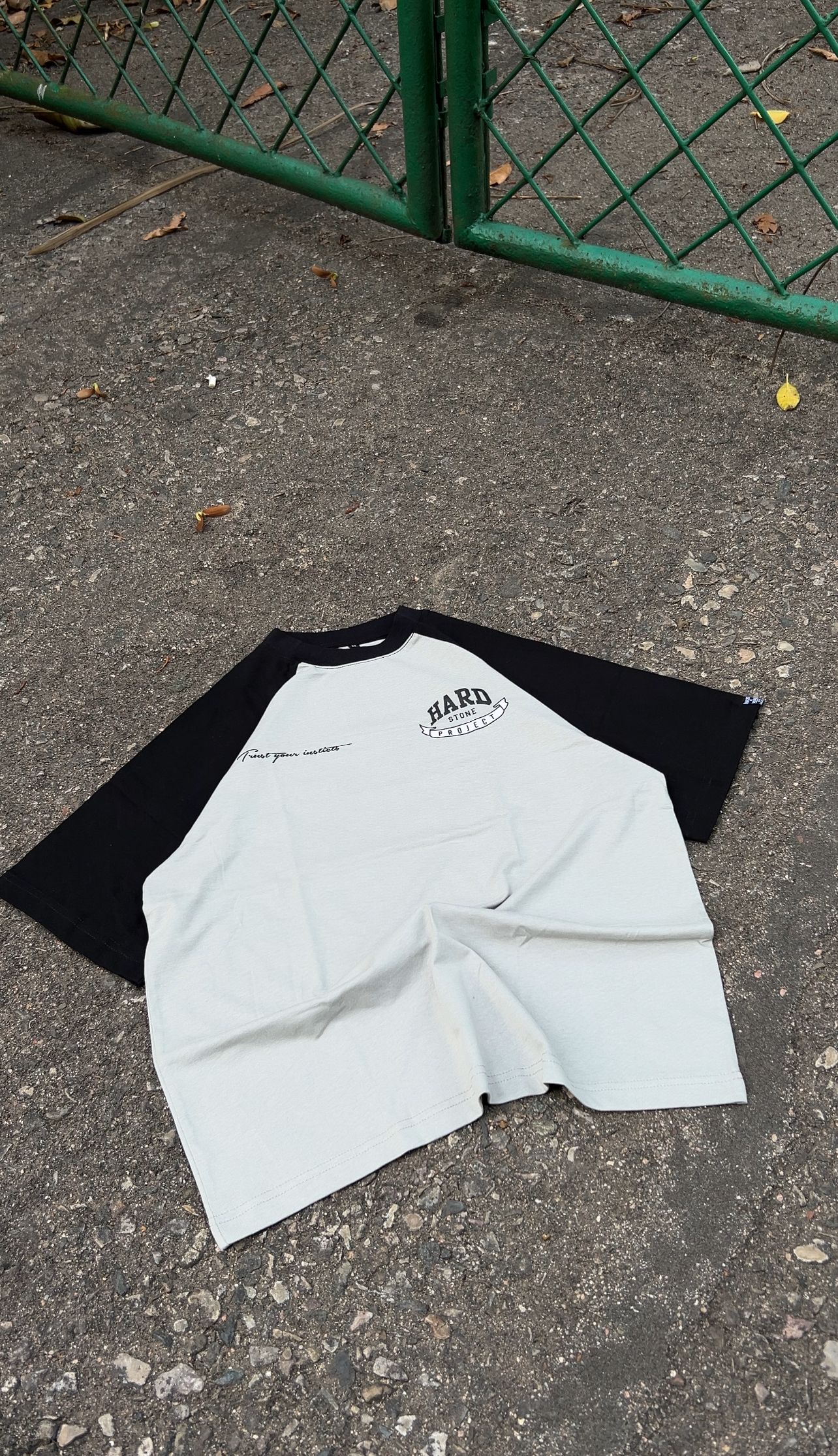 Silver-Black Raglan Oversized Tshirt