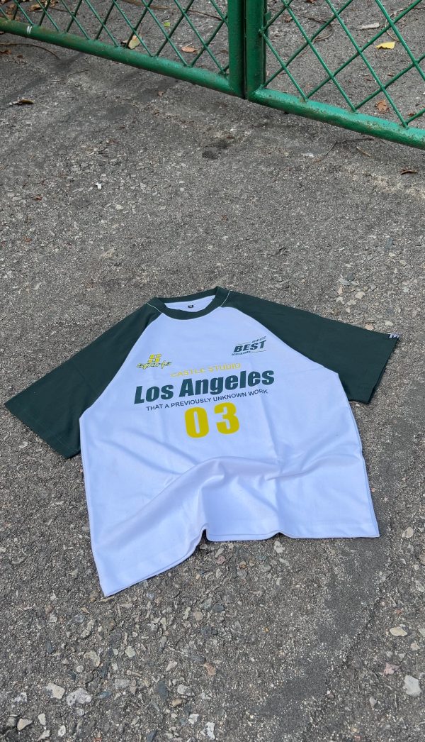 White-Green Raglan Oversized Tshirt