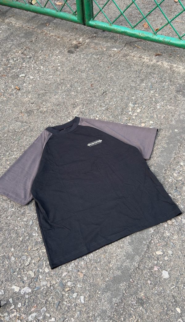Black-Grey Raglan Oversized Tshirt - Image 2