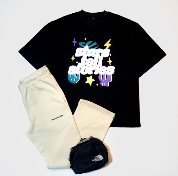 "STARS" Black Oversized Tshirt