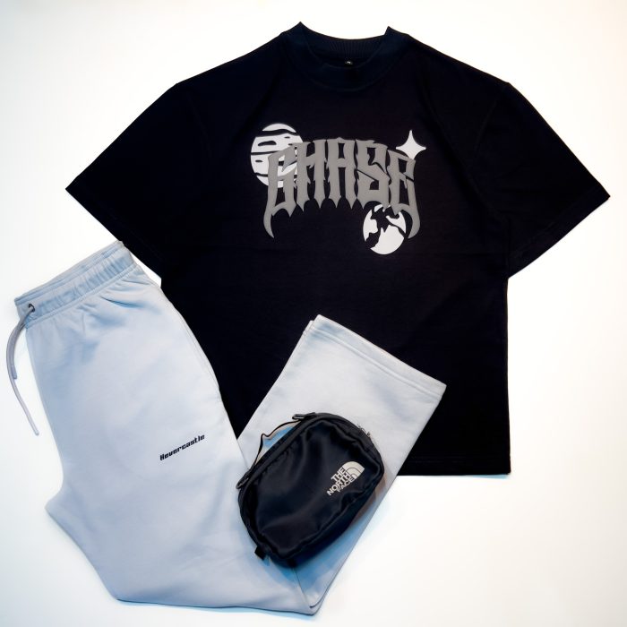 "CHASE" Puff Printed Black Oversized Tshirt
